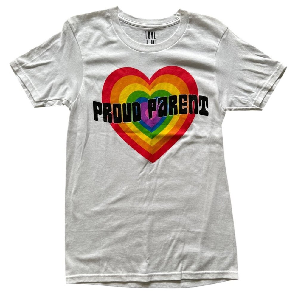 Love Is Love Proud Parent Heart Rainbow T-Shirt S C-Life Group 100% Cotton
